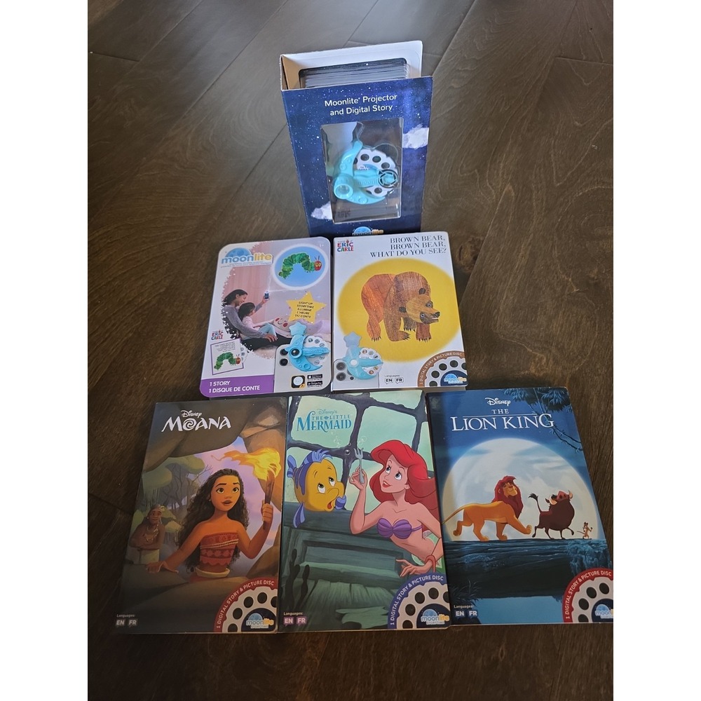 Moonlite Storytime Starter Set: Projector & 3 Disney, 2 Eric Carle Stories New!